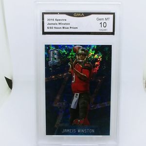 2016 Spectra Jameis Winston Neon Blue Prizm 6/60. GMA 10